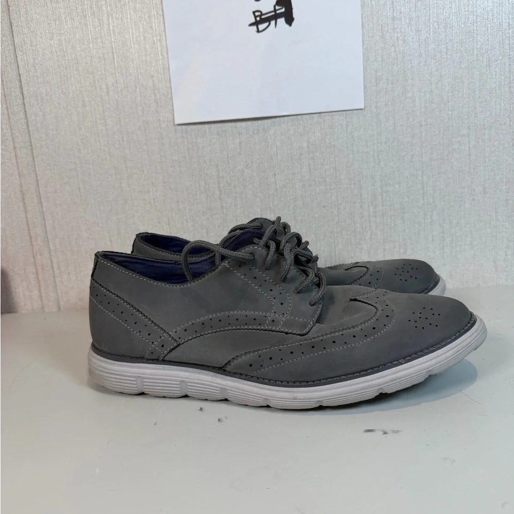 Dexter‎ Comfort Memory Foam Men's Wingtip Oxford Shoes Size 11 Gray Faux Leather